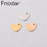 Fnixtar Small Love Heart Charm Mirror Polish Stainless Steel DIY Heart Charm
