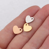 Fnixtar Small Love Heart Charm Mirror Polish Stainless Steel DIY Heart Charm