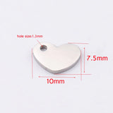 Fnixtar Small Love Heart Charm Mirror Polish Stainless Steel DIY Heart Charm