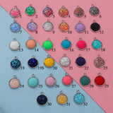 Fnixtar Stainless Steel Glitter Faux Druzy Resin Charm Pendant 30pc
