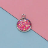 Fnixtar Stainless Steel Glitter Faux Druzy Resin Charm Pendant 30pc