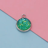 Fnixtar Stainless Steel Glitter Faux Druzy Resin Charm Pendant 30pc
