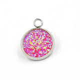 Fnixtar Stainless Steel Glitter Faux Druzy Resin Charm Pendant 30pc
