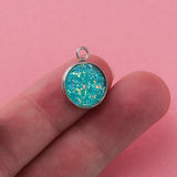 Fnixtar Stainless Steel Glitter Faux Druzy Resin Charm Pendant 30pc