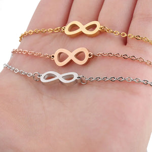 Fnixtar Stainless Steel Lucky 8 Infinity Bracelets Friendship 2piece/lot