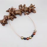 Green Brown Baroque Pearls Choker Necklace, Casual Jewelry