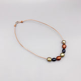 Green Brown Baroque Pearls Choker Necklace, Casual Jewelry