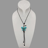 10-11mm Pearls Butterfly Turquoise Leather Necklace For Women Jewelry