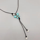 10-11mm Pearls Butterfly Turquoise Leather Necklace For Women Jewelry