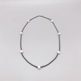 2mm Hematite 7-8mm Freshwater Pearls Necklace For Women