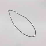 2mm Hematite 7-8mm Freshwater Pearls Necklace For Women