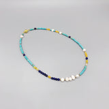 Lapis Agate Turquoise Necklace with Pearls
