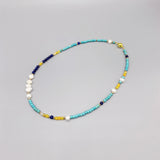 Lapis Agate Turquoise Necklace with Pearls