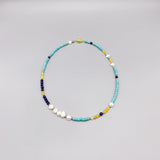 Lapis Agate Turquoise Necklace with Pearls