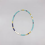 Lapis Agate Turquoise Necklace with Pearls