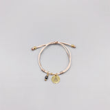 Hematite Initial Name Bracelet for Women Girls Kids Adjustable Cord 18K Charm