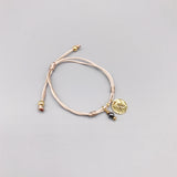 Hematite Initial Name Bracelet for Women Girls Kids Adjustable Cord 18K Charm