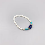 Turquoise Freshwater Pearl Bracelet with Chinese Ceramic Beads