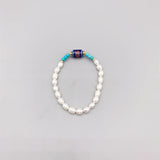Turquoise Freshwater Pearl Bracelet with Chinese Ceramic Beads