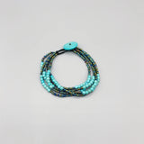 Turquoise Bracelet Peacock Glass Stone Button Casual Bracelet