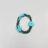 Turquoise Bracelet Peacock Glass Stone Button Casual Bracelet