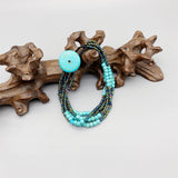 Turquoise Bracelet Peacock Glass Stone Button Casual Bracelet