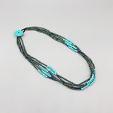 4mm Turquoise Necklace Peacock Glass Beads Stone Button Clasp