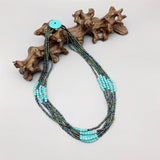 4mm Turquoise Necklace Peacock Glass Beads Stone Button Clasp