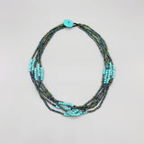 4mm Turquoise Necklace Peacock Glass Beads Stone Button Clasp