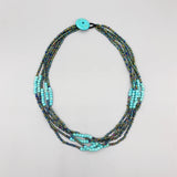 4mm Turquoise Necklace Peacock Glass Beads Stone Button Clasp