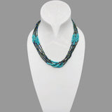 4mm Turquoise Necklace Peacock Glass Beads Stone Button Clasp