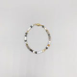 4mm Pearls Gray Labradorite Bracelet Amazonite 14K Filled Beads