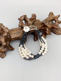 Freshwater Pearl Bracelet Navy Glass Beads Layers Coin Pearl