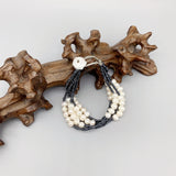 Freshwater Pearl Bracelet Navy Glass Beads Layers Coin Pearl