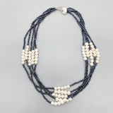 5 Strands Navy Beads 5-6mm Pearls Necklace - Women's Gift - Choker Necklace
