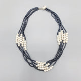 5 Strands Navy Beads 5-6mm Pearls Necklace - Women's Gift - Choker Necklace