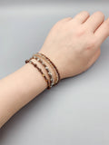 Brown Agate Bracelet With Champagne Crystals Antique Silver Beads