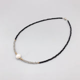 9-10mm AA High Freshwater Pearl Necklace with 2mm Smokey Crystals