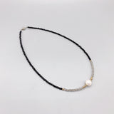9-10mm AA High Freshwater Pearl Necklace with 2mm Smokey Crystals