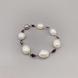 Baroque Pearls Bracelet with CZ Pewter Casual Jewelry