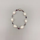 Baroque Pearls Bracelet with CZ Pewter Casual Jewelry