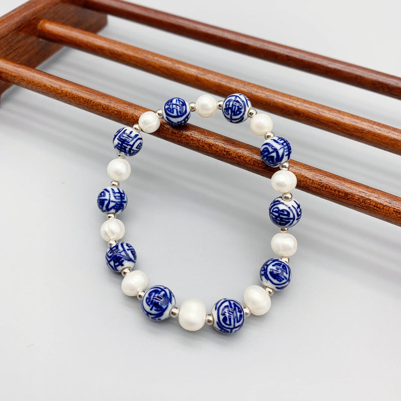 7-8mm Pearl Bracelet Long Life Happiness Blessing