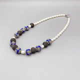 Enamel Beads Mesh Balls Freshwater Pearls Necklace Women 18 Inch