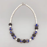 Enamel Beads Mesh Balls Freshwater Pearls Necklace Women 18 Inch