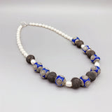 Enamel Beads Mesh Balls Freshwater Pearls Necklace Women 18 Inch