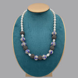 Enamel Beads Mesh Balls Freshwater Pearls Necklace Women 18 Inch