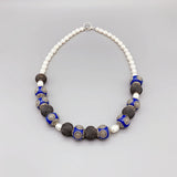 Enamel Beads Mesh Balls Freshwater Pearls Necklace Women 18 Inch