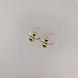 Enamel Flower Earring 925 Sterling Silver 14K Filled Dangle Bee Earring