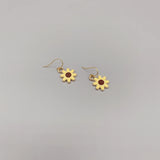 Enamel Flower Earring 925 Sterling Silver 14K Filled Dangle Bee Earring