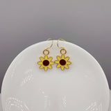 Enamel Flower Earring 925 Sterling Silver 14K Filled Dangle Bee Earring